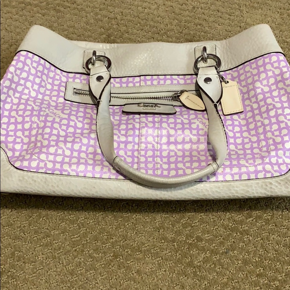 Coach purse purple and white